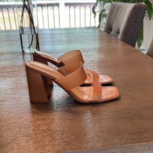 Nine West Tan Block Heel Sandals